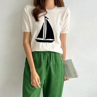 Round-neck Yacht Knit Top