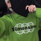 Lettering Long-sleeve T-shirt Green - One Size