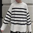 Stripe Round Neck Long Sleeve Loose Fit Sweater