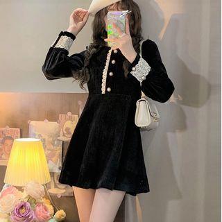 Long-sleeve Corduroy A-line Dress (various Designs)