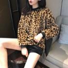 Leopard Print Furry Pullover As Shown In Figure - One Size