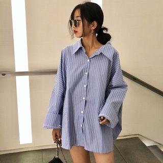Striped Long-sleeve Shirt As Shown In Figure - One Size