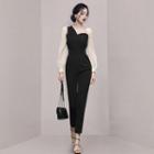 Long-sleeve Color Block Jumpsuit