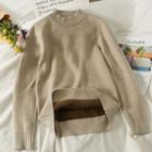 Furry-lined Slim-fit Sweater In 5 Colors