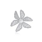 Fashion Simple Flower Imitation Pearl Brooch With Cubic Zirconia Silver - One Size