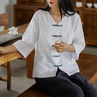 3/4-sleeve V-neck Hanfu Blouse