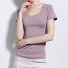 Cotton Solid Color Bottoming Shirt