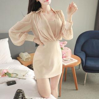 Inset See-through Shirt Minidress