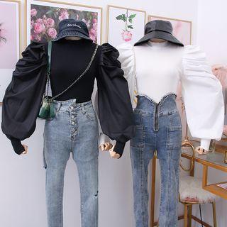 Puff-sleeved Crop T-shirt