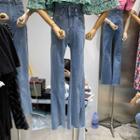 High-waist Slit Bell-bottom Jeans