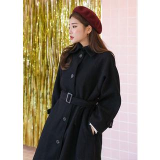 Tall Size Pointy-collar Raglan-sleeve Long Coat