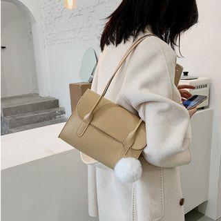 Set: Flap Shoulder Bag + Pom Pom Bag Charm