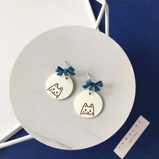 Bow Cat Alloy Dangle Earring