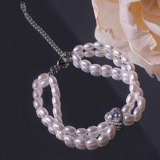 Layered Faux Pearl Bracelet As Shown In Figure - One Size