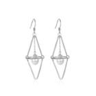 925 Sterling Silver Simple Fashion Geometric Pearl Earrings Silver - One Size