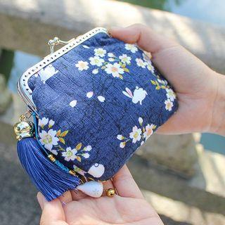 Rabbit Print Coin Purse Rabbit - Blue - One Size
