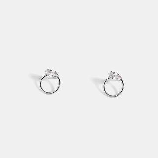 Rhinestone Alloy Hoop Earring 1 Pair - Silver - One Size