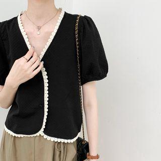 V-neck Two Tone Lace Top