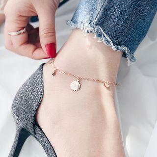18k Rose Gold Plated Sun & Moon Anklet