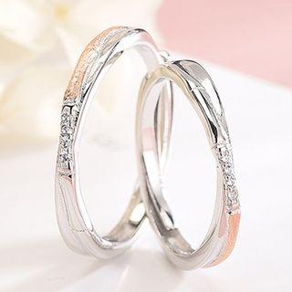925 Sterling Silver Rhinestone Layered Ring Rs431 - Adjustable Ring - One Size
