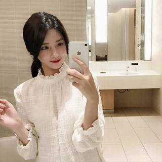Long-sleeve Frill-edge Blouse