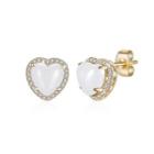 Simple Plated Champagne White Heart-shaped Stud Earrings With Austrian Element Crystal Champagne - One Size