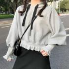 Frill Hem Crop Hoodie