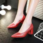 Chunky Heel Glitter Shoes