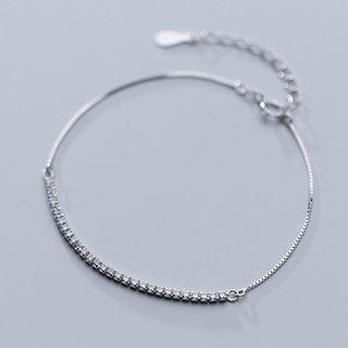 925 Sterling Silver Rhinestone Bracelet S925 Silver - As Shown In Figure - One Size