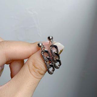 Chain Drop Earring 1 Pair - Drop Earring - Silver Pin - Chain - Silver - One Size