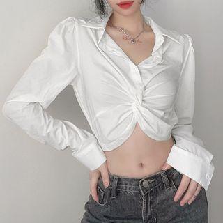 Twist Plain Crop Shirt
