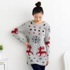 Nordic Print Long Sweater Gray - One Size