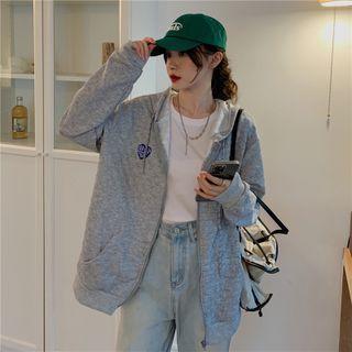 Long-sleeve Logo Zip-front Hooded Jacket