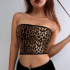 Leopard Print Cropped Tube Top