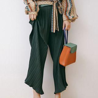 Chiffon Wide-leg Pants Green - One Size