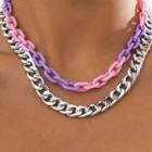 Set: Chain Necklace + Acrylic Necklace 2817 - Silver - One Size