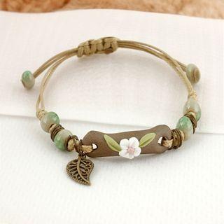 Flower Leaf String Bracelet 1 Pc - Brown - One Size