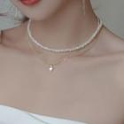 Faux Pearl Necklace / Heart Necklace