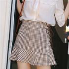 Frill Trim Gingham A-line Mini Skirt
