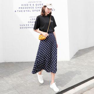 Dotted Midi A-line Skirt / Set