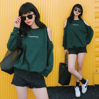 Open Shoulder Long-sleeve Sweatshirt