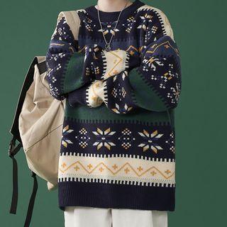 Round-neck Jacquard Sweater