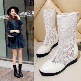 Hidden Wedge Lace Panel Boots