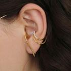 Faux Pearl Alloy Layered Cuff Earring 1 Pc - Clip On Earring - Silver - One Size