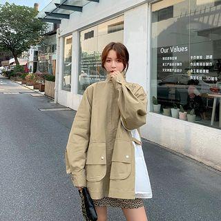 Colored Panel Zip Cargo Jacket