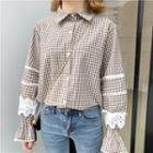 Gingham Lace-trim Shirt