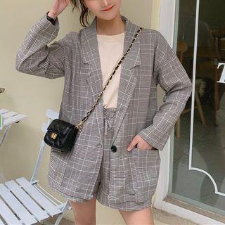 Set : Plaid Blazer + Plaid Shorts