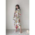Ruffle-detail Floral Print Midi Dress