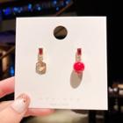 Non-matching Hexagon & Bead Dangle Earring 1 Pair - E1545 - Red - One Size
