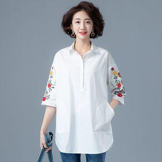 Plain Embroidered Semi Sleeve Shirt